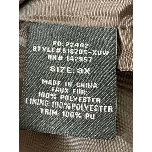 New Laura Lane Choc Brown Faux Fur Vest 3X Plus Full Zip Pockets - Picture 3 of 11